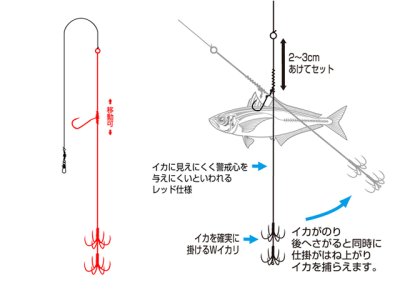 画像3: カツイチ(KATSUICHI)☆IKAクラ IS-13 イカキャッチャー RED【メール便だと送料280円】